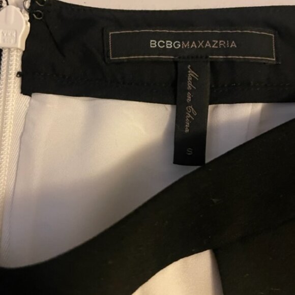 BCBG Max Azria color block 60s style mini skirt in cream and black - Picture 5 of 6